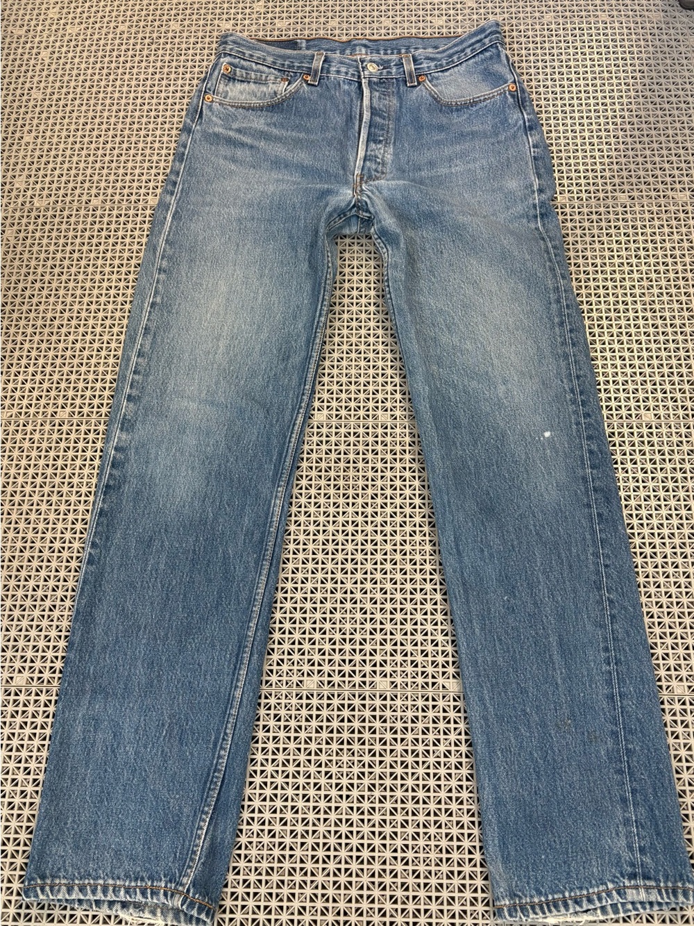 Vintage 1990’s Levi's 501 Button-Fly Med/Dark Wash Blue Jeans - Made in USA